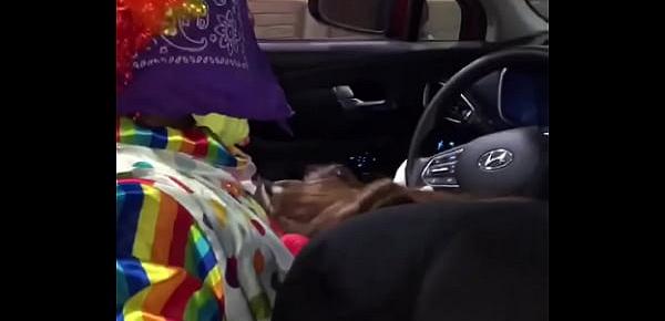  Clown gets dick sucked while ordering food